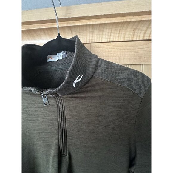 KJUS David Midlayer Half Zip Golf Pullover Dark Olive Men's Size M EU 50 - Picture 2 of 6